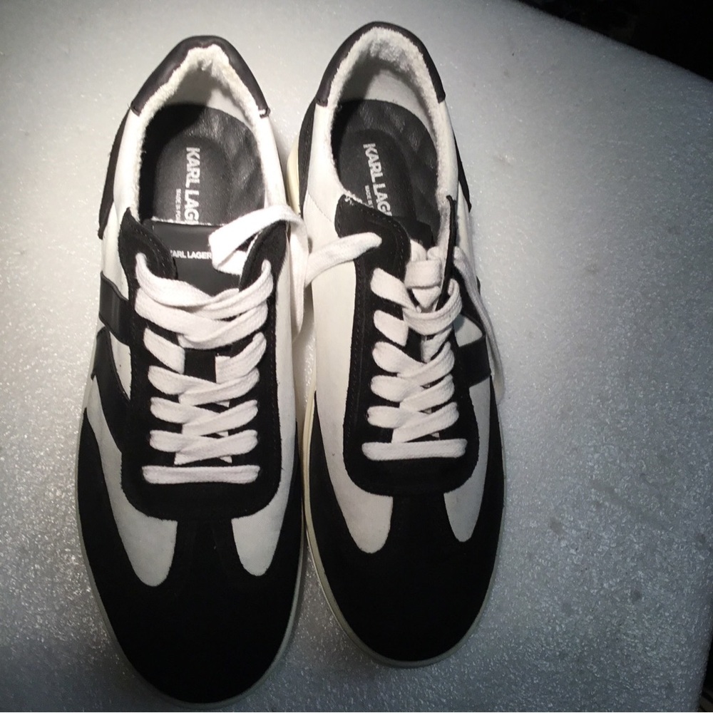 Karl Lagerfeld  Leather Suede Lace Up Low Top Sneakers Men’s